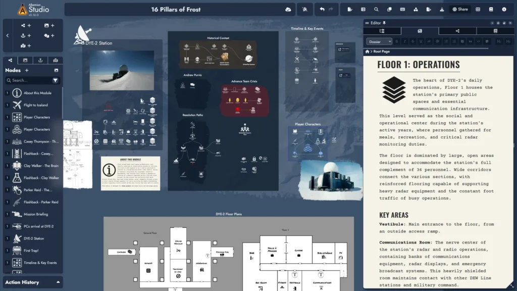 Screenshot of an Alkemion Studio adventure board and editor