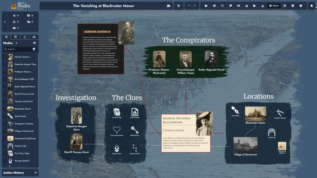 Screenshot of an Alkemion Studio adventure board